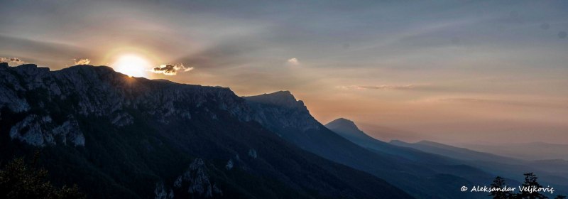 The main ridge of Suva planina at sunset