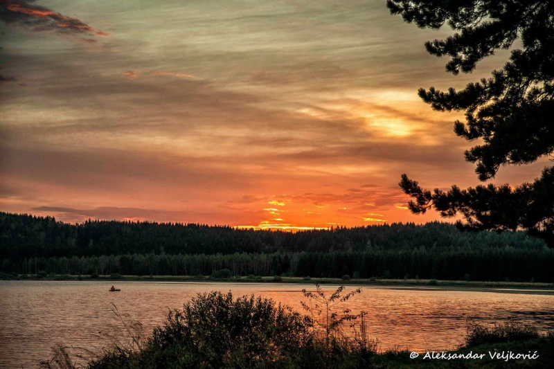Sunset at Vlasina lake