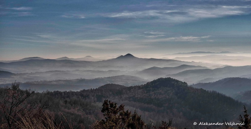 The panorama from Valjevo mountains towards the south