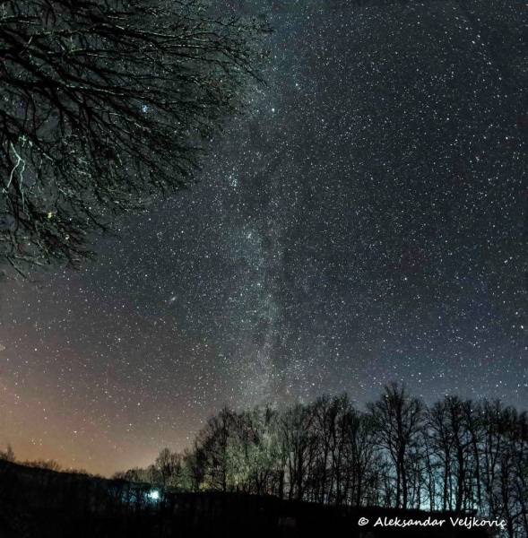 Winter night sky over Lipovica