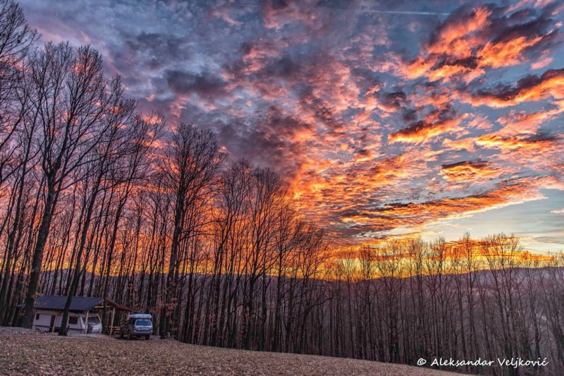 A fiery sunset in Lipovica