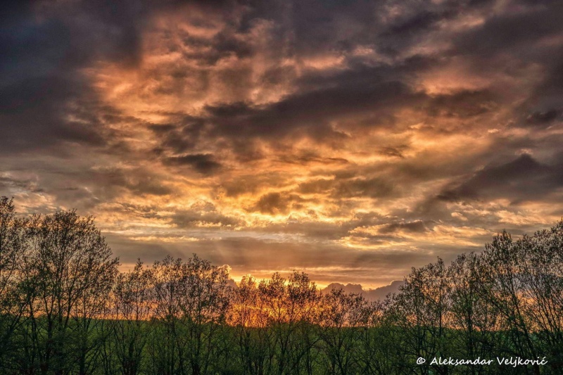 Dramatic sunset over Lipovica